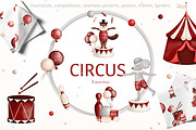 Circus- baby graphic collection, an Animal Illustration by Linerisyart (Thumbnail 1 of 14)
