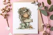 Whimsical summer mermaid clipart, an Illustration by SinaCreation (Thumbnail 9 of 11)