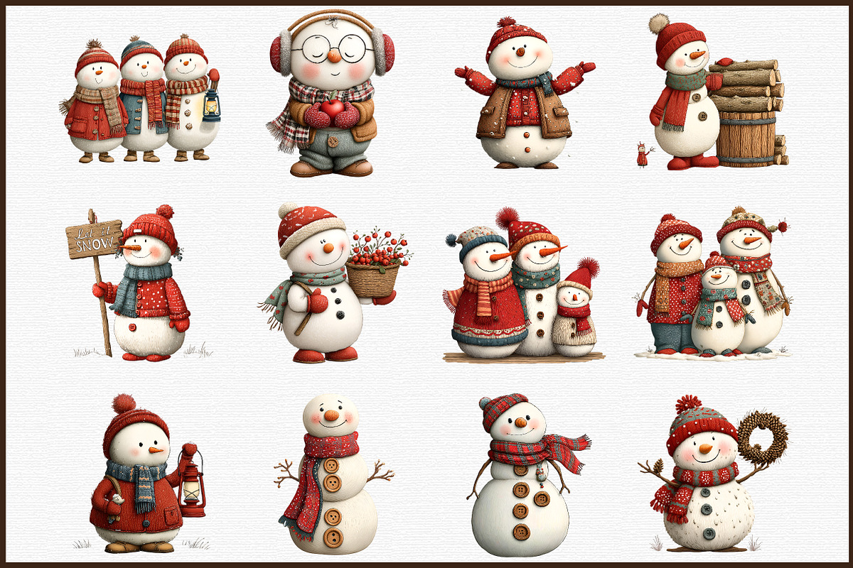 Rustic Winter Snowman PNG Clipart, an Illustration by Sublimation Artist (Photo 3 of 6)