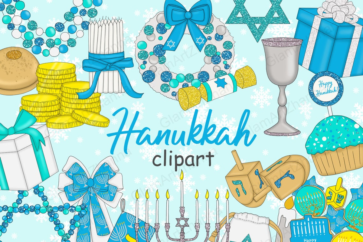 Hanukkah Clipart, an Illustration by GlamArtZhanna (Photo 1 of 2)