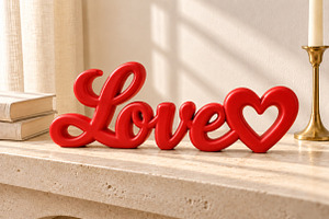 Love Heart Cursive Word SculptureSTL, a Scene 3D Model by Layerology