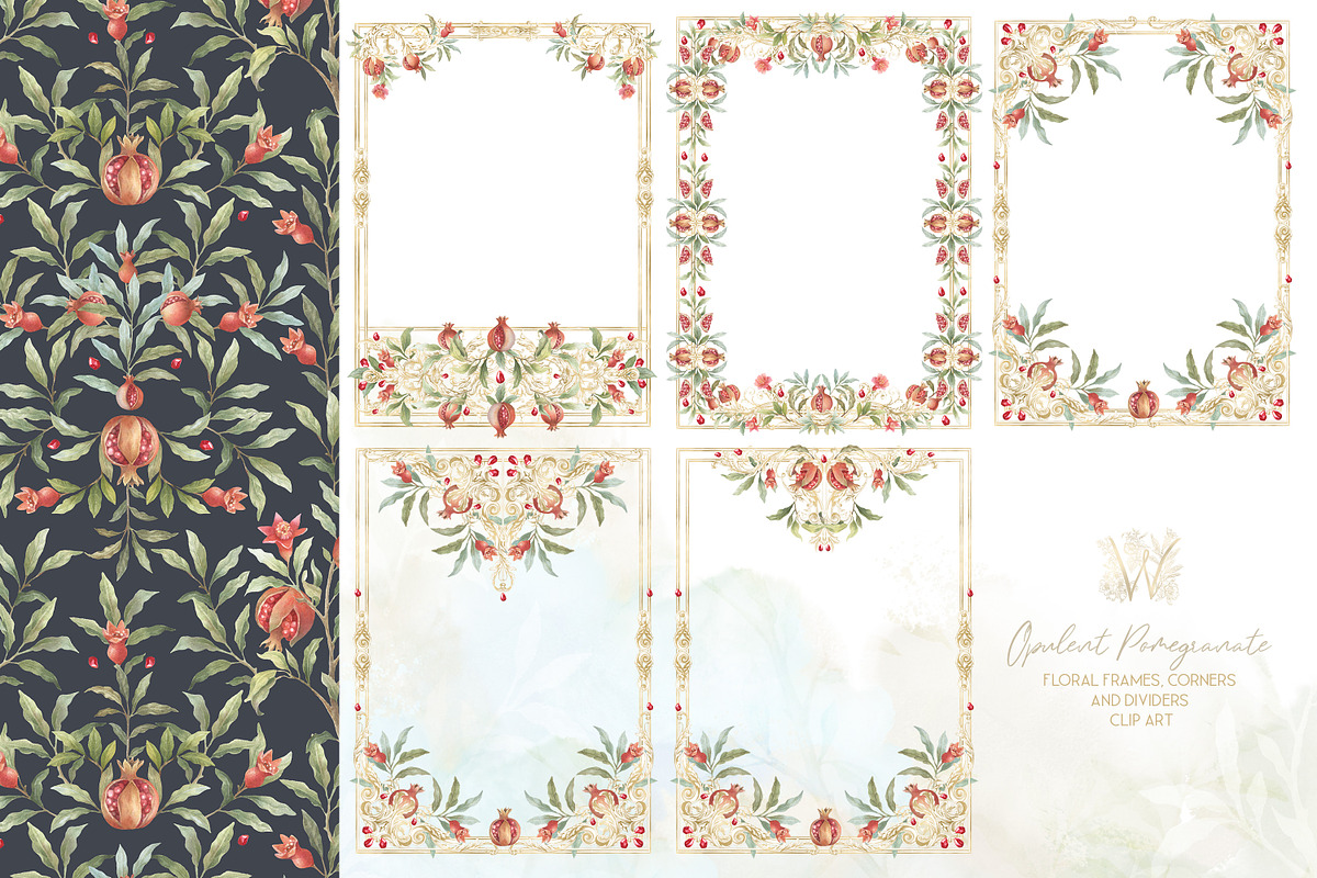 Watercolor Pomegranate collection, a Decorative Illustration by WonderWonder (Photo 3 of 12)