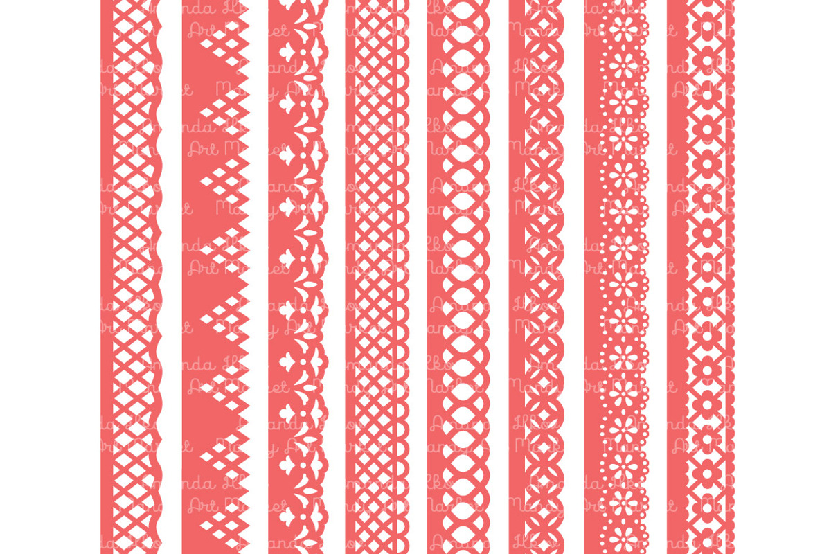 Coral Lace Borders Clipart & Vectors, an Illustration by Amanda Ilkov (Photo 4 of 5)