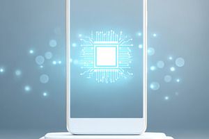 Smartphone with glowing microchip design, a Technology Photo by AlyaAnd