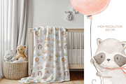 Cute watercolor animals with balloon, an Animal Illustration by ElenaPlatovaArt (Thumbnail 5 of 11)