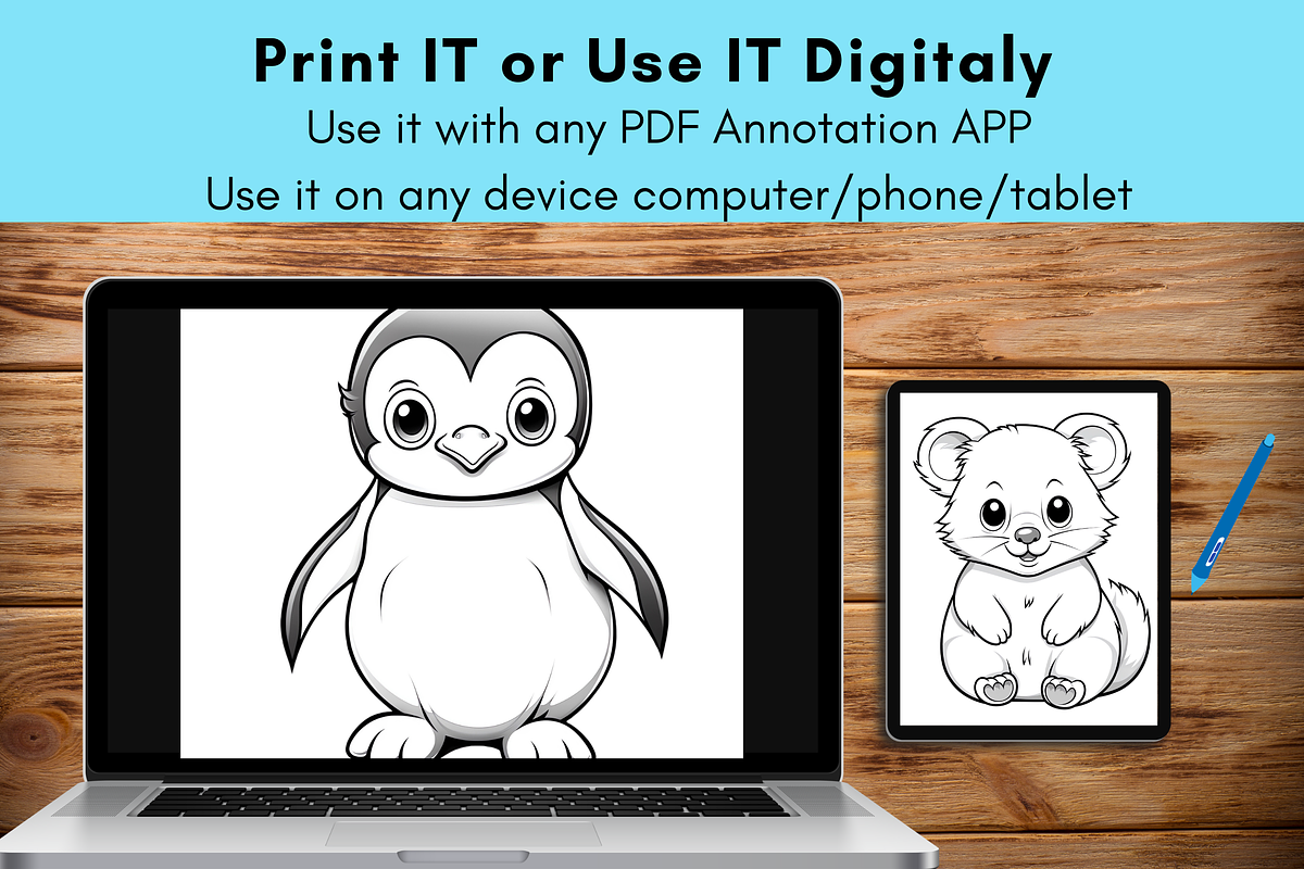 Cute Animals Coloring Pages for Kids, a Brochure Template by LA Design (Photo 9 of 10)