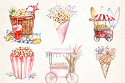 Watercolor Summer Popcorn Clipart, an Illustration by DreamCafeArt (Thumbnail 3 of 5)