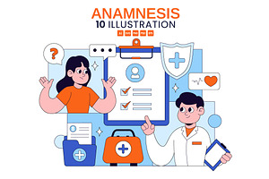 10 Medical Anamnesis Consultation, a Healthcare Illustration by denayunebgt