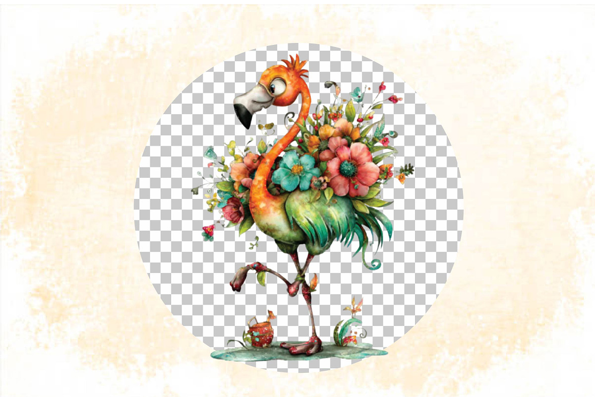 Watercolor Summer Flamingo Clipart, an Illustration by SVGArt (Photo 8 of 9)
