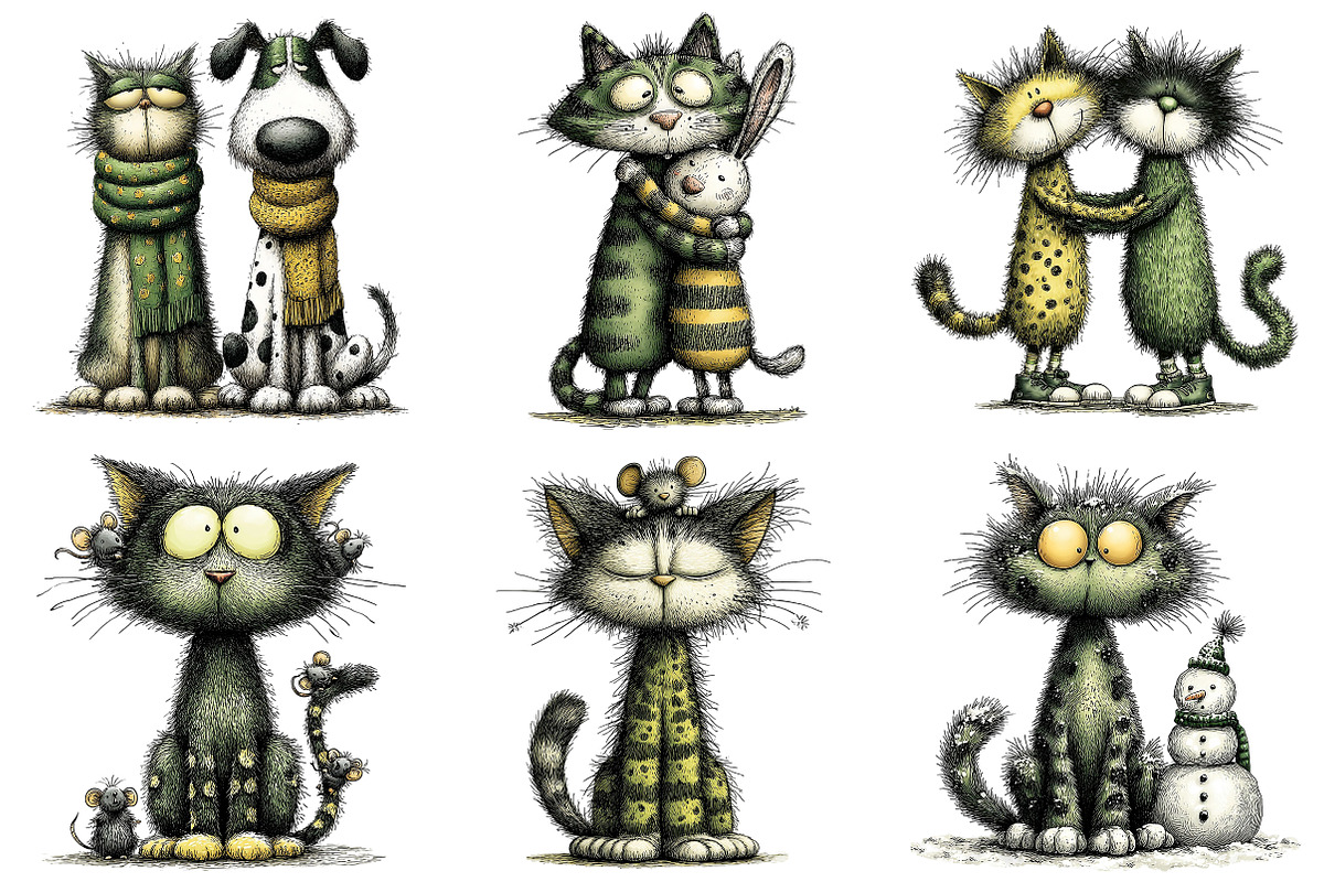 Quirky Cats Friendship Clipart, an Illustration by Craft Nest (Photo 5 of 10)
