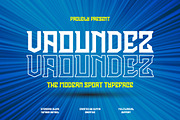 Vaoundez - Modern Sports Font, a Serif Font by Dhabee (Thumbnail 1 of 9)