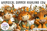 Whimsical Summer Highland Cow Clipar, an Illustration by CreationArt (Thumbnail 1 of 7)