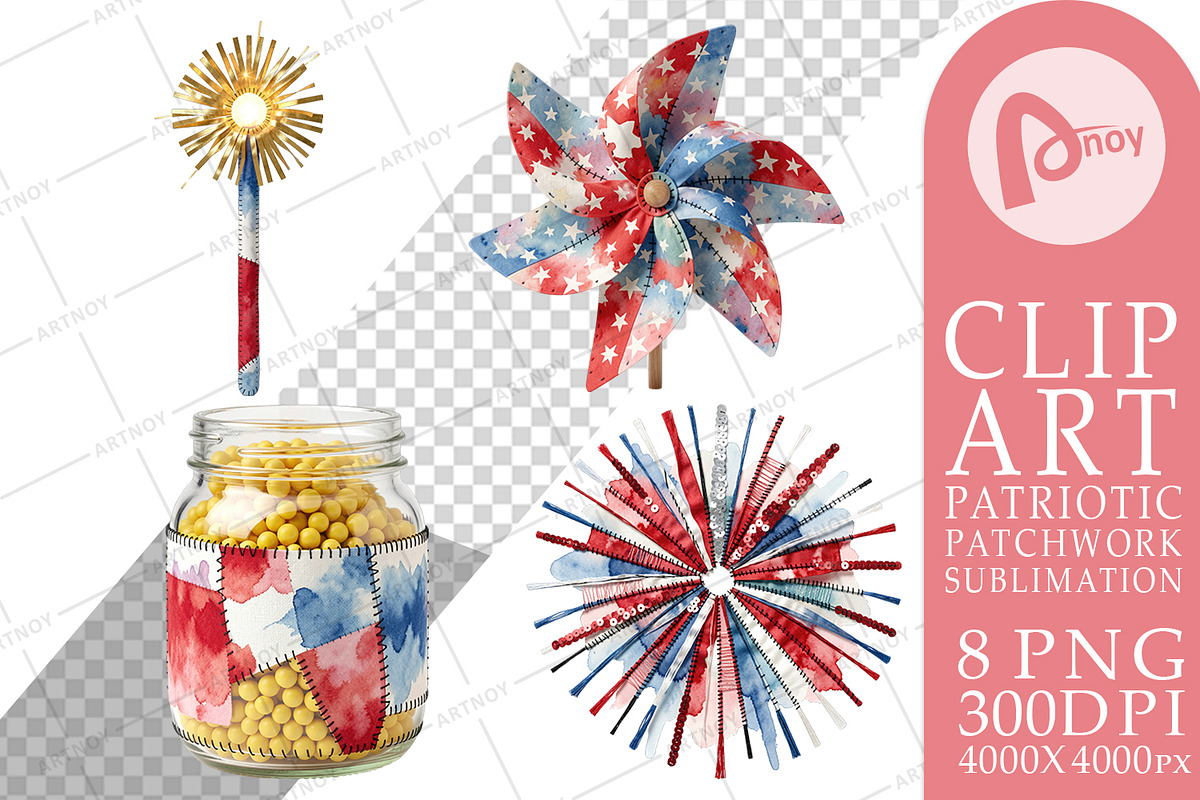 Patriotic Patchwork Sublimation, a Seasonal Illustration by Artnoy (Photo 13 of 18)