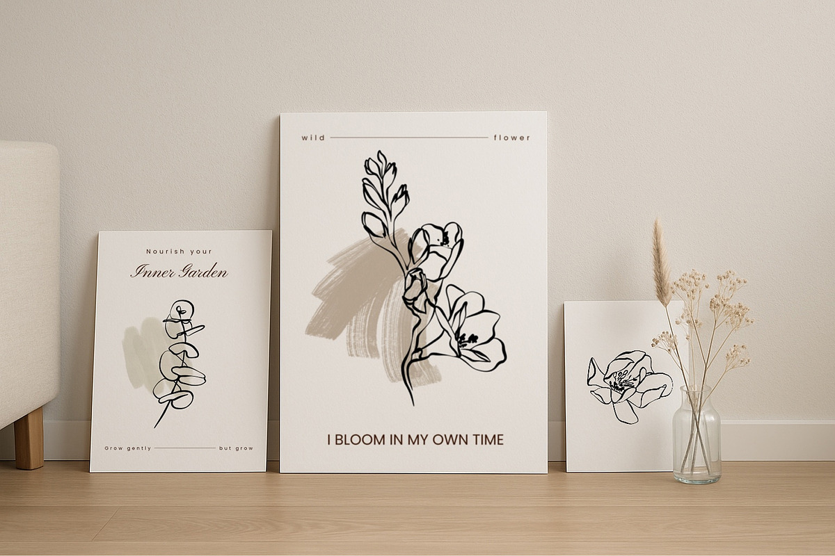BOWS & FLOWERS line art & posters, a Decorative Illustration by Yuliia Lashevska (Photo 8 of 12)
