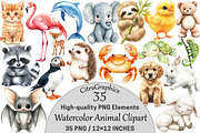 Watercolor Animal Clipart, a Seasonal Illustration by CitraGraphics (Thumbnail 1 of 4)