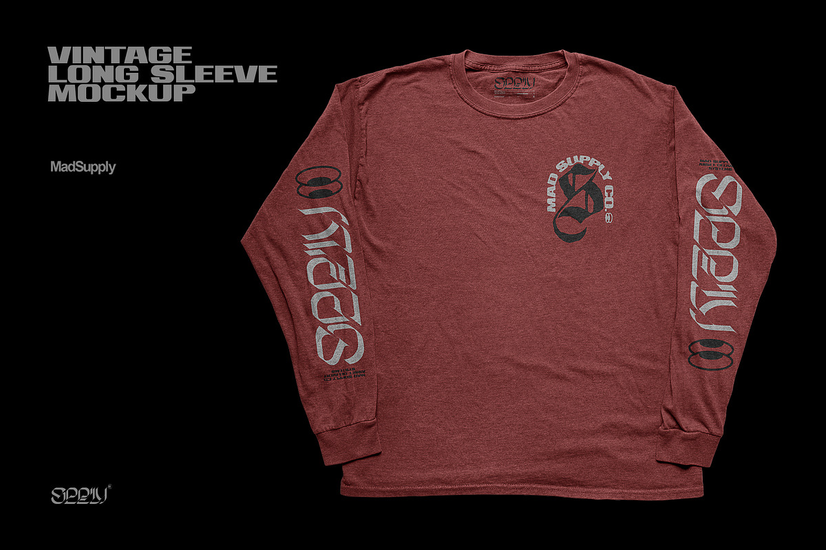 Vintage Long Sleeve T-Shirt Mockup, a Shirt Mockup by Mad Supply (Photo 1 of 4)