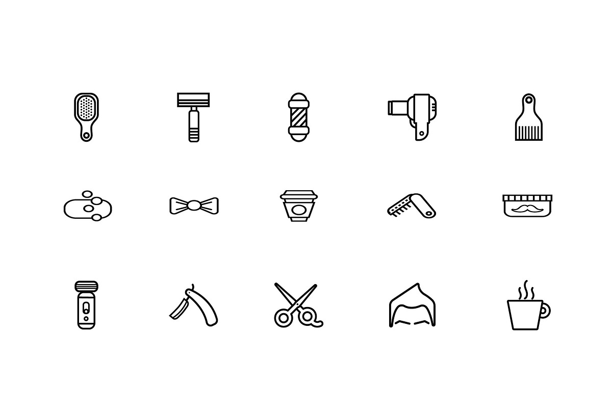 Barber Shop Line Icon Set, an Outline Icon by studiogstock (Photo 4 of 4)