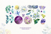 Moon Flowers. Watercolor Clipart Set, a Decorative Illustration by NataliMiasStore (Thumbnail 2 of 6)