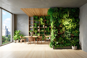 Modern Dining Room with Vertical Gar, an Architecture Photo by Stock Shape