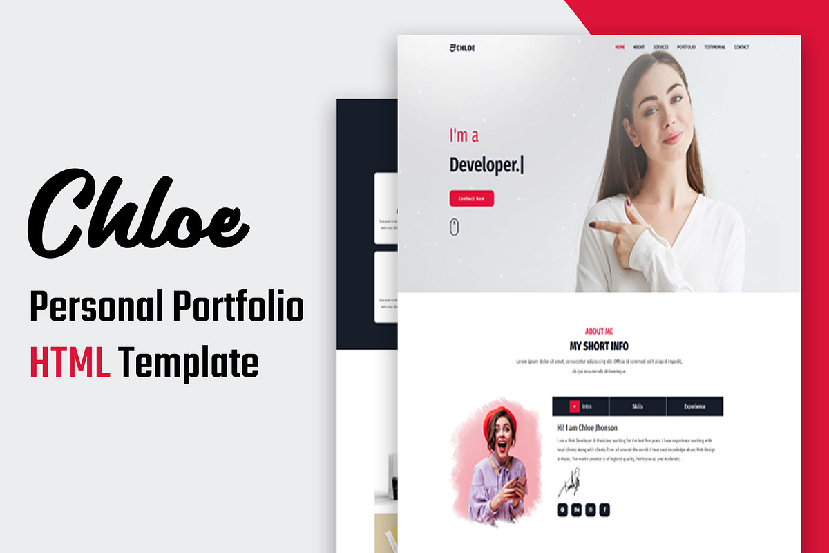 Chloe - Portfolio HTML Template, a Bootstrap Template by nandinigraphics (Photo 2 of 3)
