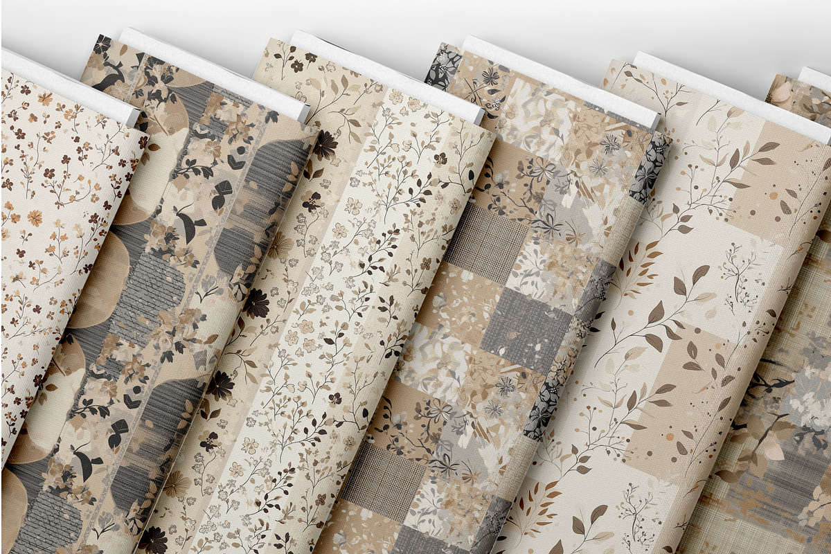 6 Seamless Patterns:patchwork floral, a Pattern Graphic by StudioCitra (Photo 9 of 9)