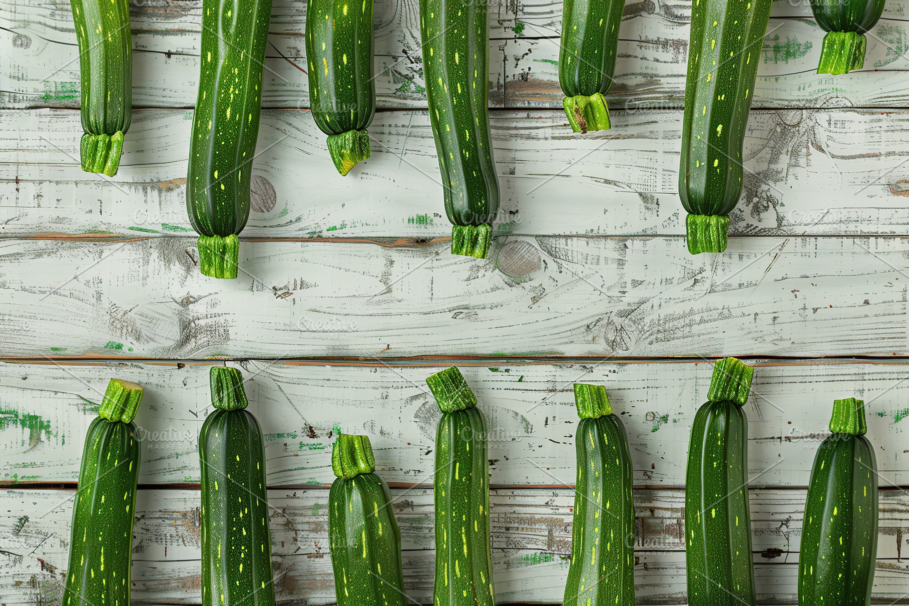 Green zucchini on wooden table, a Food & Drink Photo by AlyaAnd
