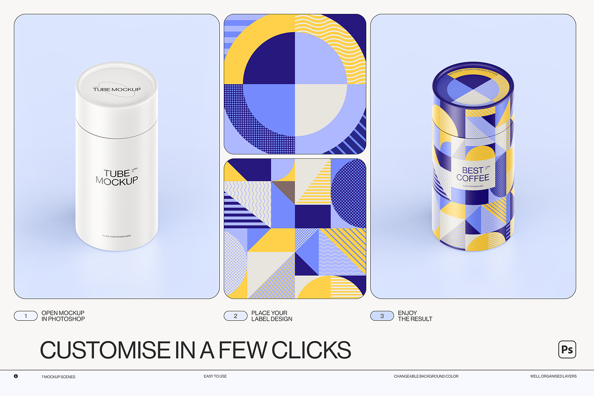 Paper Tube Package Mockup Set 2, a Cups & Container Mockup by Samolevsky (Photo 4 of 17)