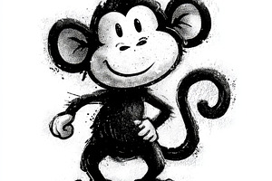 Cute monkey doodle illustration on white background, an Animal Photo by José Manuel Gelpi