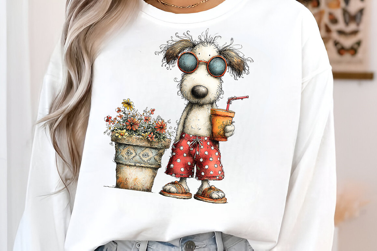 Whimsical Summer Dog Clipart, an Illustration by SinaCreation (Photo 4 of 7)