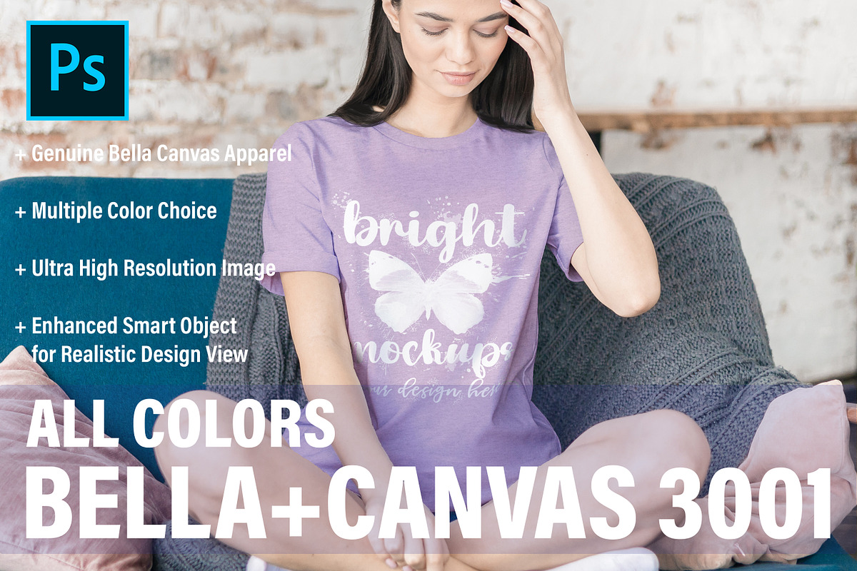 Bella Canvas 3001 T-shirt Mockup, a Print Template by BrightMockups (Photo 1 of 3)