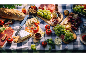 summer picnic flat lay ai generated, a Food & Drink Photo by pikepicture