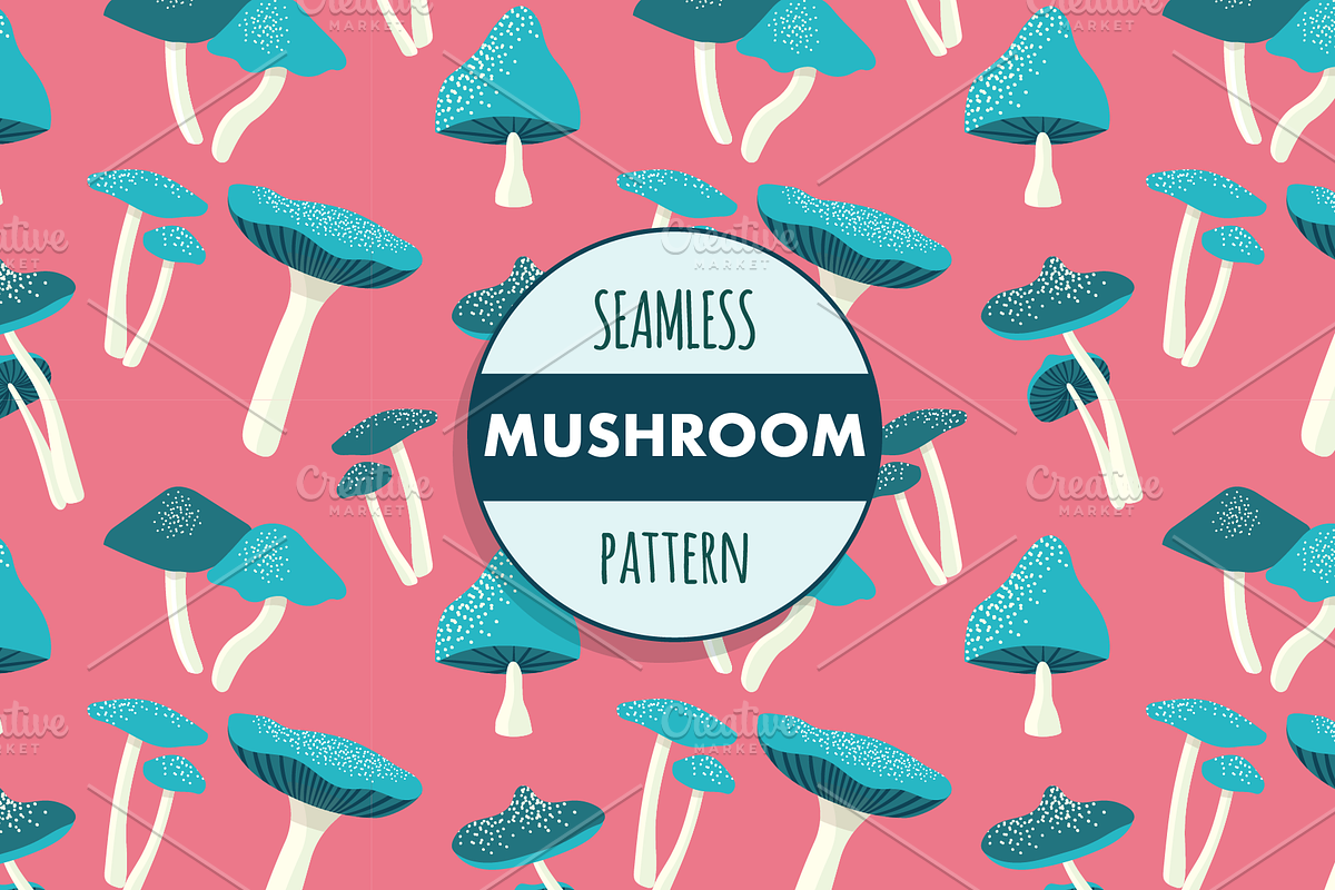 Seamless Mushroom pattern, a Pattern Graphic by Queen of Infographics (Photo 1 of 2)