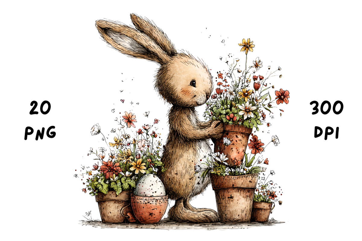 Whimsical Floral Easter Rabbit, an Animal Illustration by GiraffeCreative (Photo 10 of 20)