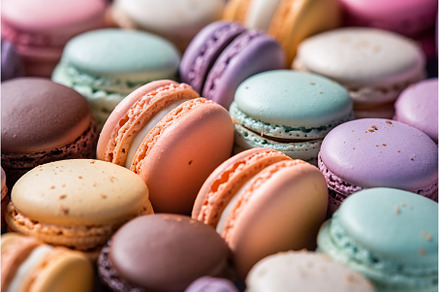 Close up colorful macarons dessert, a Food & Drink Photo by Beautiful things