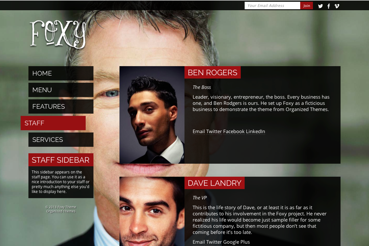 Foxy - Business/Restaurant WP Theme, a WordPress Template by Organized Themes (Photo 4 of 5)