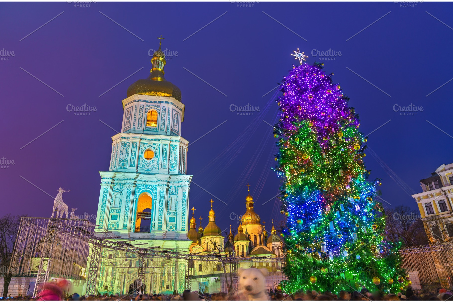 Christmas tree and saint sophia cathedral a unesco world heritage site in, an Architecture Photo by Leonid Andronov