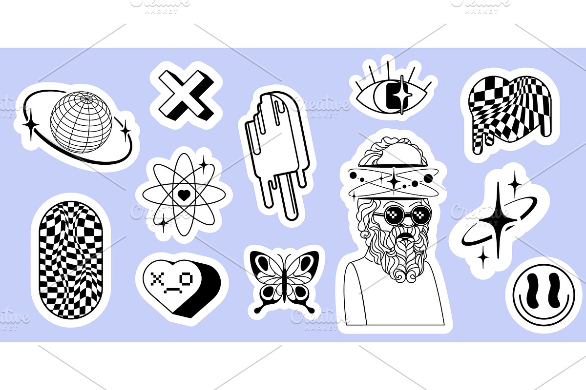 Future y2k sticker set, an Object Illustration by art PVP - market