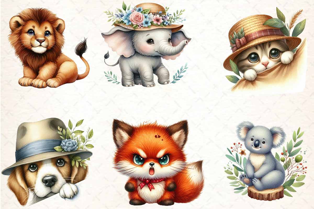 Watercolor Animals Clipart Bundles, an Illustration by DreamCafeArt (Photo 4 of 7)