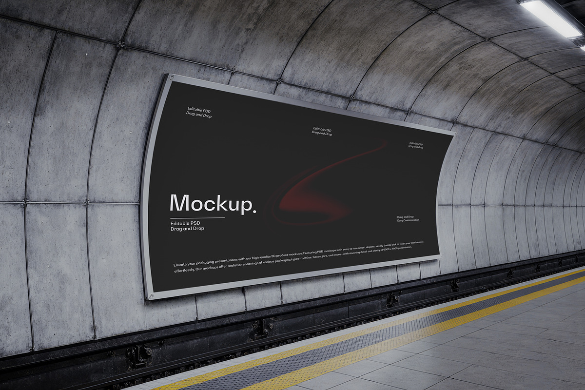 Subway Station Billboard Mockup, an Advertising Mockup by RamStudio2 (Photo 5 of 7)