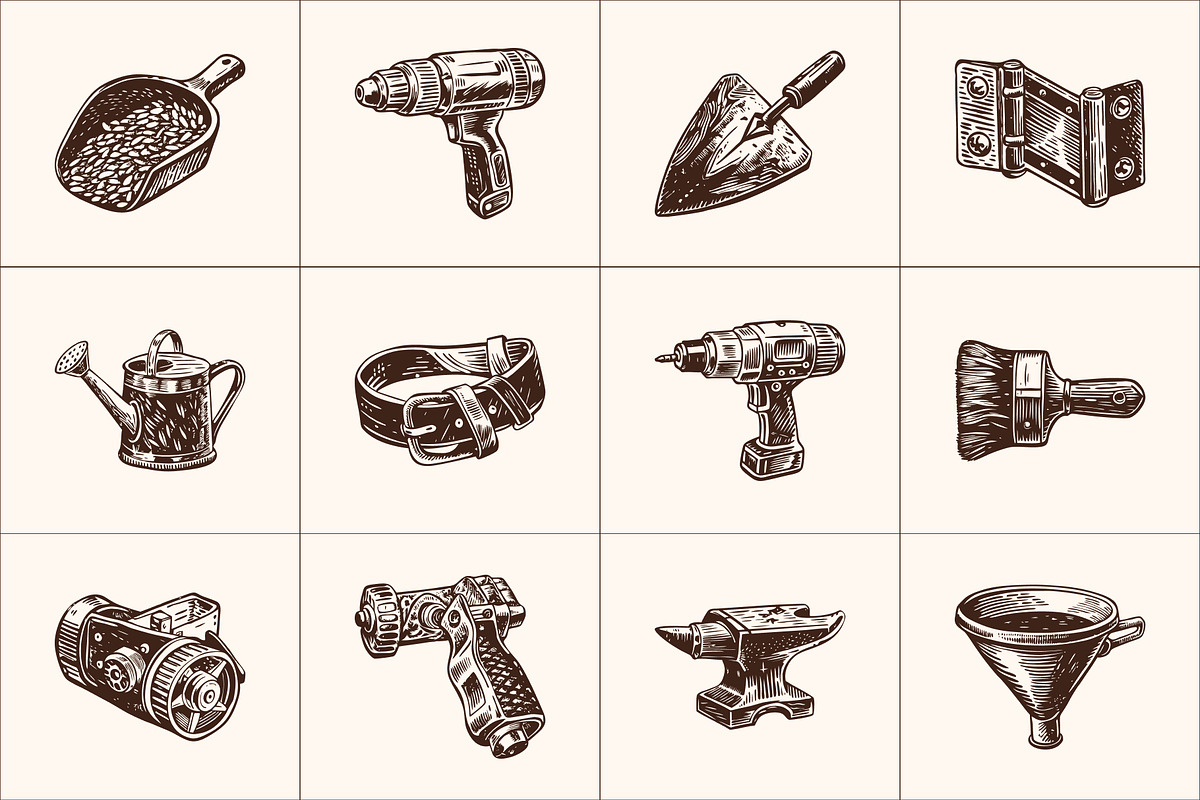 Vintage Tools Illustration Set, an Object Illustration by Prosymbols (Photo 5 of 8)