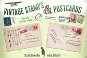 Vintage Stamps & Postcards, an Object Graphic by Betty Nane (Thumbnail 1 of 2)