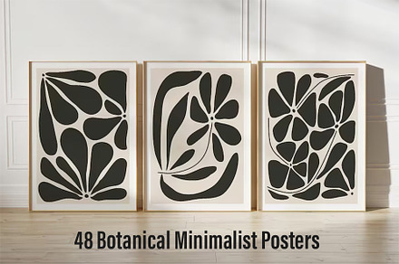 48 Botanical Mid Century Posters, a Background Graphic by C Design Studio