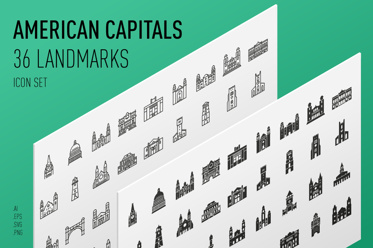 American Capitals - Landmark Icons, an Outline Icon by Jozsef Balazs-Hegedus (Photo 1 of 6)