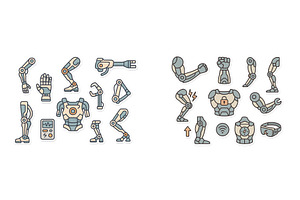 Various robotic arm components, a Technology Illustration by ZinetroN