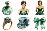 Watercolor Emerald Victorian Clipart, an Illustration by OK Design (Thumbnail 3 of 5)
