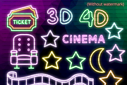 Neon Cinema Movie Night Clipart PNG, a Technology Illustration by Lenninator Digital (Thumbnail 5 of 6)