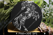 Horse Swirling Floral Pattern Equine, a Background Graphic by LaseredNinja (Thumbnail 7 of 7)