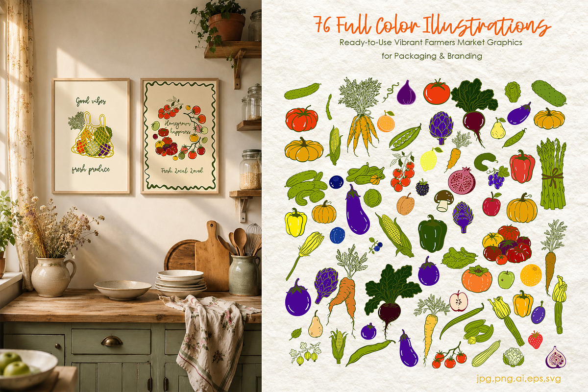 Farmers Market Clipart Naive Vector, a Food Illustration by SunnJaneArt (Photo 6 of 18)