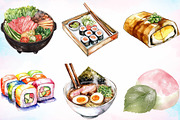 Watercolor Japanese Food Clipart PNG, a Food Illustration by Canvas Craft (Thumbnail 2 of 3)