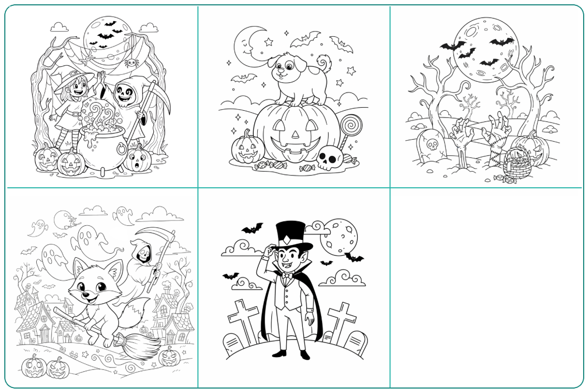 57 Halloween Activity Coloring Pages, a Seasonal Illustration by Nuvame Arts & Designs (Photo 10 of 11)